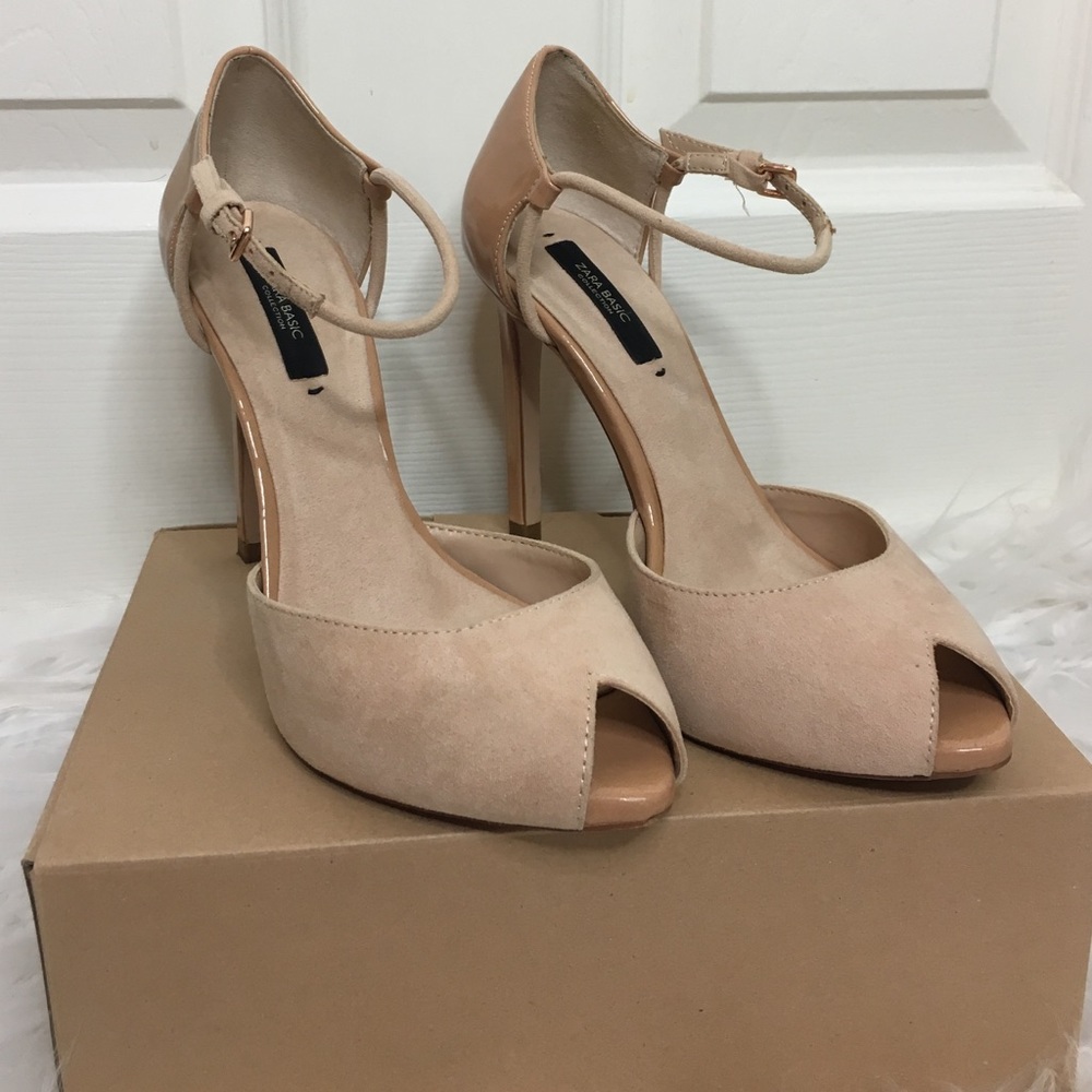 COPY - Zara Blush Pink Peep Toe Heels